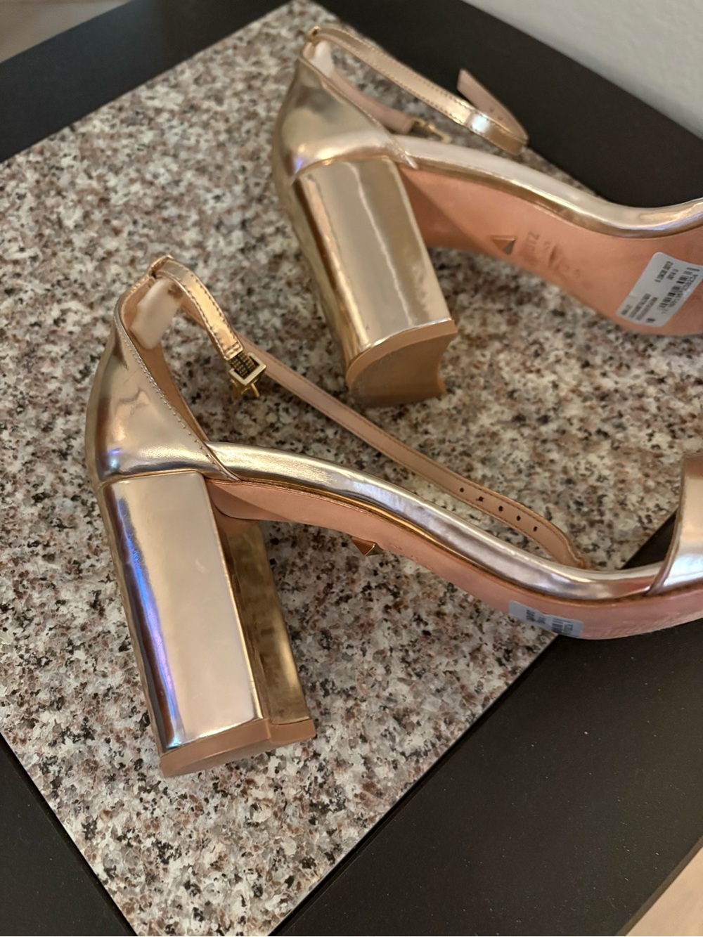 SCHUTZ Metallic Rose Gold Ankle-Strap Heels - Picture 3 of 4